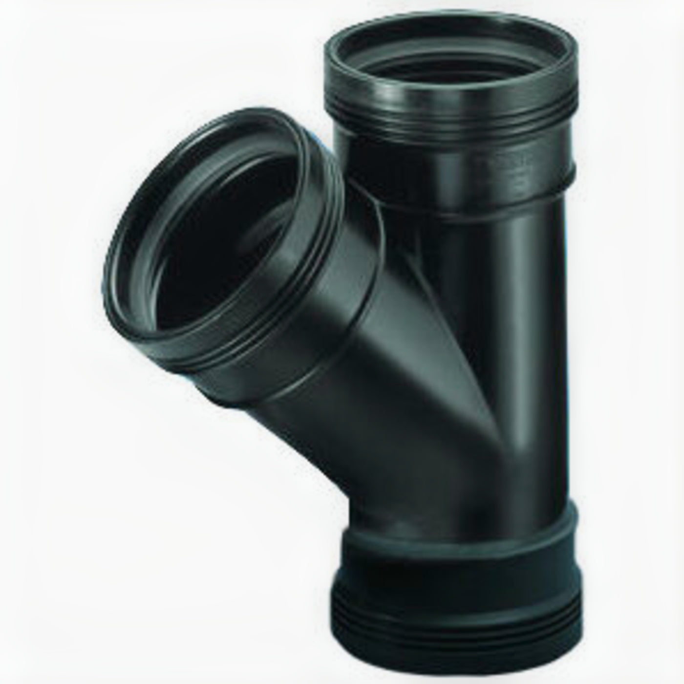 Wavin PP T-stuk 45 graden 90 mm 3x manchet zwart - Schuine aftakking voor afvoerleidingen