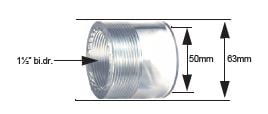 Aquaforte Transparante verloopring 50/63 mm x 1 1/2" binnendraad
