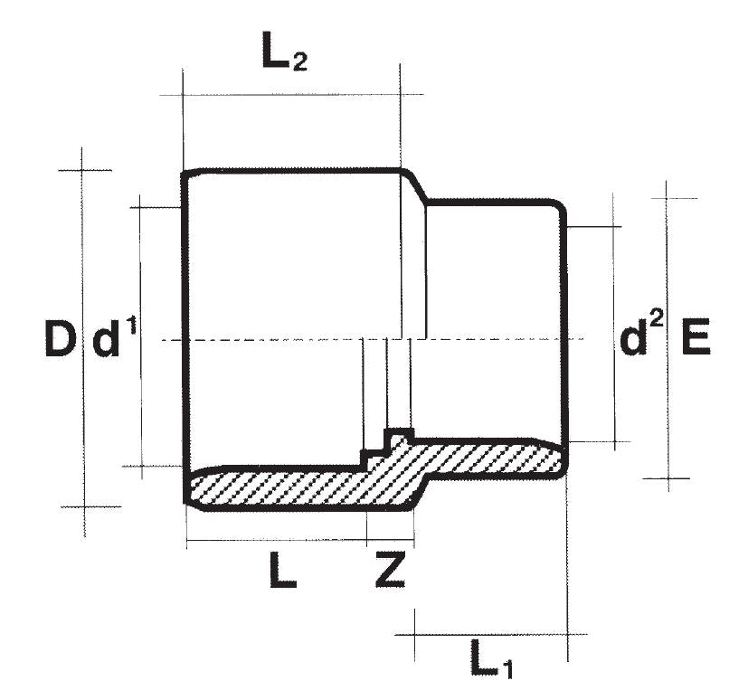 PVC verloopsok 50/63 x 40mm PN16