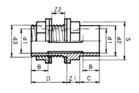 PVC tankdoorvoer 32/40 x 32mm 1¼", miniatuur 3