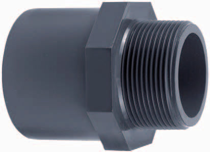 PVC puntstuk 32 x 40mm x ¾" buitendraad PN16, detailaanzicht PVC Hulpstuk