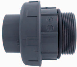 PVC 3/3 koppeling 50mm x 1½" buitendraad