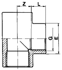 PVC T-stuk 2" binnendraad PN16, miniatuur 3