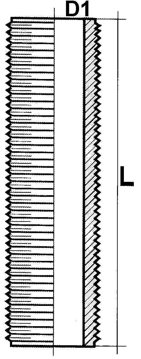 PVC draadeind 2" x 100mm PN10, afbeelding 3 PVC Hulpstuk