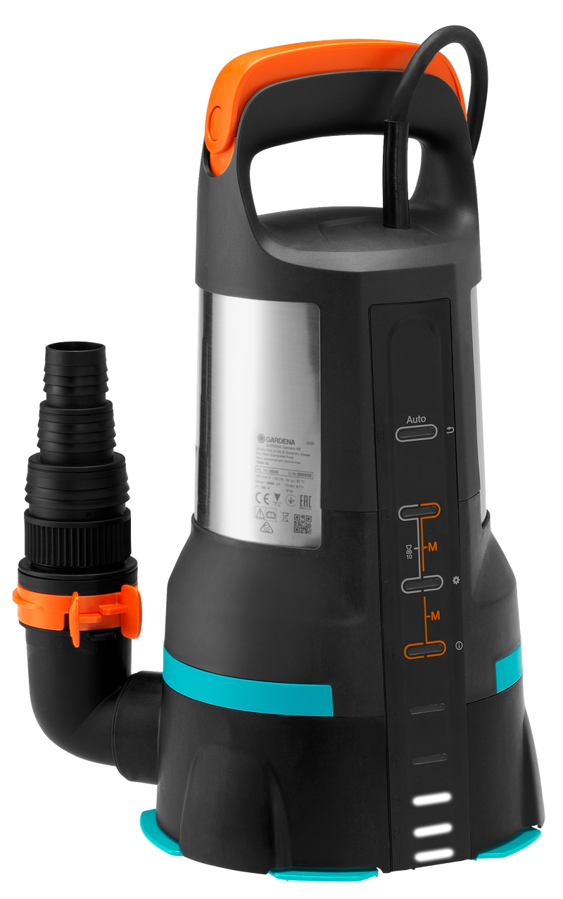 Front view of a Gardena submersible pump with a visible handle and control panel., afbeelding 4 Vijverpomp