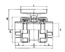 PVC kogelkraan 40mm lijm PN16 — detailaanzicht Kogelkraan