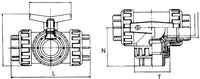 Kogelkraan 3-weg T-boring 50mm lijm PN10, miniatuur 3