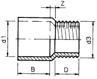 PVC puntstuk (uit buis vervaardigd) 63/75x 2½" buitendraad PN16, miniatuur 3