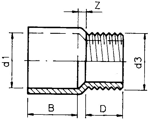 PVC puntstuk (uit buis vervaardigd) 63/75x 2½" buitendraad PN16, afbeelding 3 PVC & Fittingen