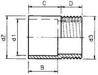 PVC puntstuk (uit buis vervaardigd) 32 x 1" buitendraad PN16, miniatuur 3