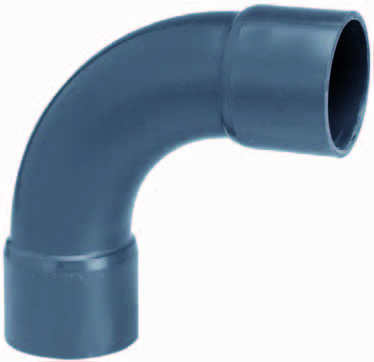 PVC bocht (uit buis vervaardigd) 90° 75mm PN10
