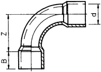 PVC bocht (uit buis vervaardigd) 90° 32mm PN10, miniatuur 3