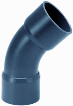 PVC bocht (uit buis vervaardigd) 45° 90mm PN10