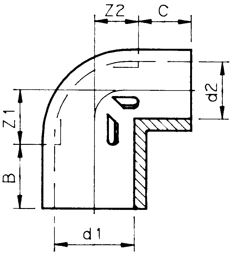 PVC knie 40 x 32mm PN10