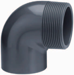 PVC knie 32mm x ¾" buitendraad PN10, detailaanzicht PVC Hulpstuk