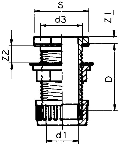 PVC doorvoerkoppeling 63mm klem x 2½" buitendraad PN10