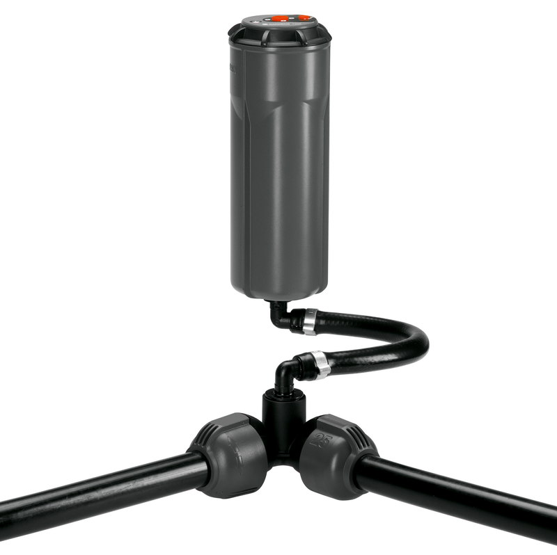 Front view of a Gardena irrigation system component with connectors., afbeelding 2 Tuingereedschap