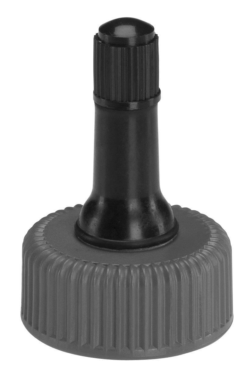 Front view of a Gardena hose connector with ribbed grip.