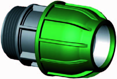 PP klemkoppeling 32mm x ¾" buitendraad