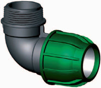 PP klemkoppeling knie 90° 40mm x 1¼" buitendraad, miniatuur 2
