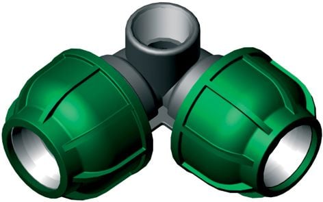 Irritec Y-koppeling 32x32 mm x 3/4 inch binnendraad - PE klemkoppeling | Irritec productafbeelding, Irrigatie Koppeling bij Vijvercentrum