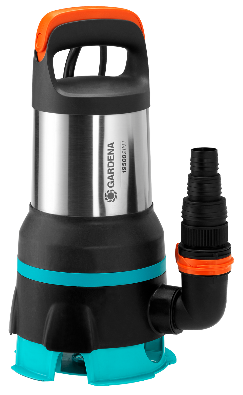 Front view of a Gardena submersible pump with handle and hose attachment., afbeelding 2 Vijverpomp