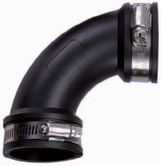 Flexibele bocht 3" / 90mm, detailaanzicht PVC Hulpstuk