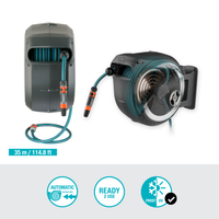 Wall-mounted garden hose reel with automatic retraction and frost protection features., miniatuur 2