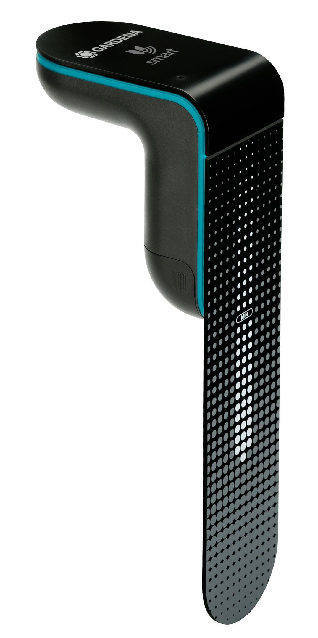 Series of images showing a Gardena soil moisture sensor from different angles.