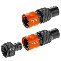 Front view of Gardena hose connectors and adapter., miniatuur 1