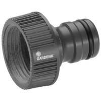 Front view of a Gardena hose connector with ribbed design., miniatuur 1