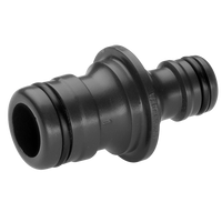 Front view of a hose connector with dual ring seals., miniatuur 1