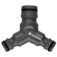 Front view of a Gardena hose connector with three outlets., miniatuur 1