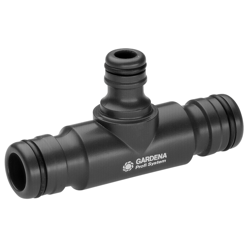 Front view of a Gardena Profi System hose connector., Filterpomp bij Vijvercentrum