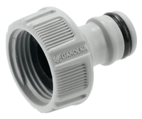 Front view of a Gardena hose connector with ribbed grip and rubber seal., miniatuur 1