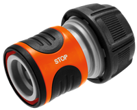 Close-up of a garden hose connector with a stop function., miniatuur 1