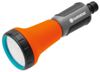 Front view of a Gardena garden hose nozzle with ergonomic design., miniatuur 1