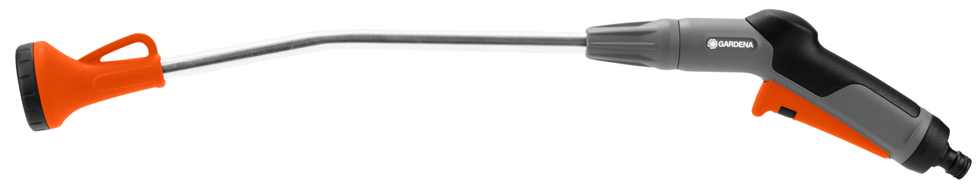 Side view of a Gardena garden spray nozzle with ergonomic handle.