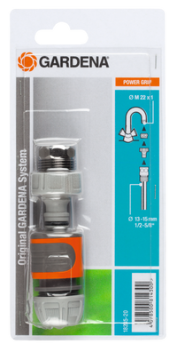 Gardena hose connector in its packaging with Power Grip feature highlighted., miniatuur 1