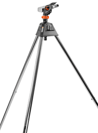 Front view of a Gardena tripod sprinkler stand., miniatuur 1