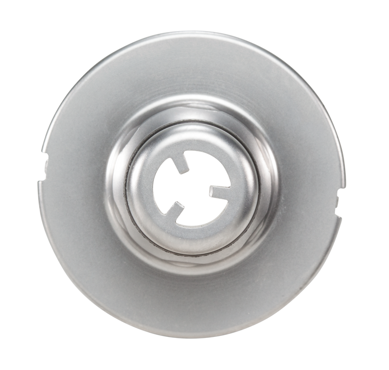 Top view of a metal component with a circular design and central opening., detailaanzicht Slangaccessoire