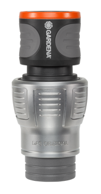Front view of a Gardena hose connector with ergonomic design., miniatuur 2