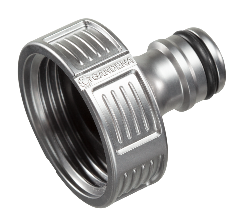 Front view of a Gardena hose connector with ribbed grip design., afbeelding 3 Slangaccessoire