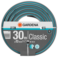 Front view of a Gardena Classic garden hose packaging showing specifications., miniatuur 1