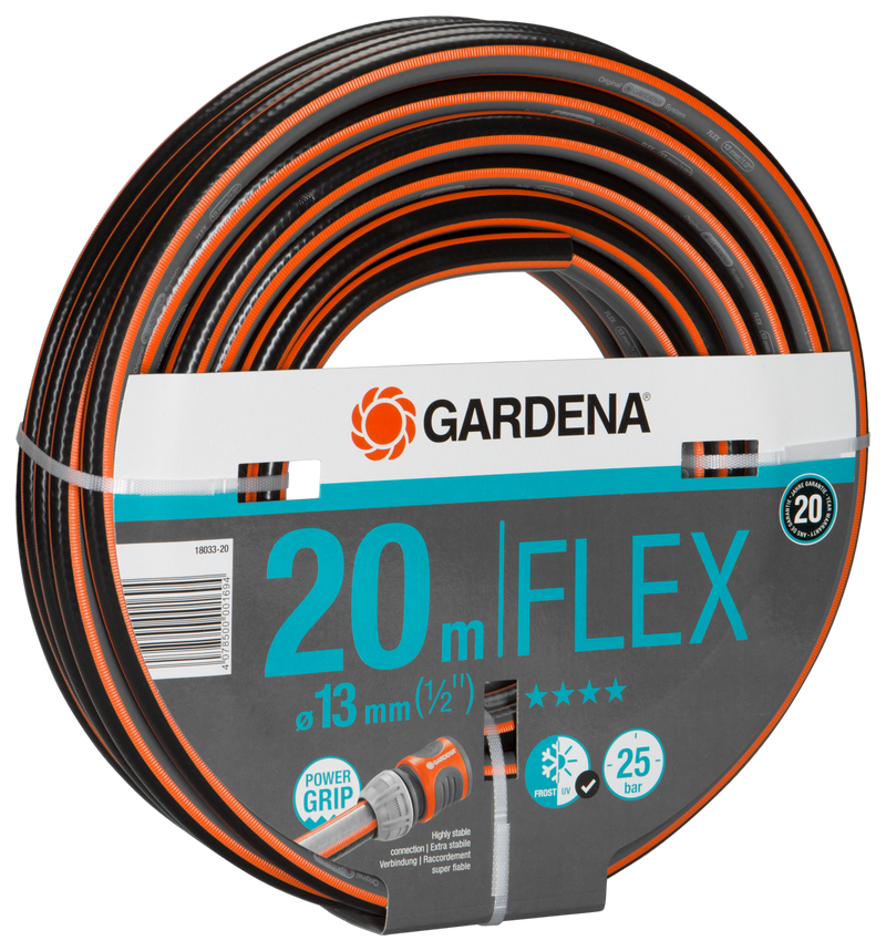 Front view of a Gardena FLEX garden hose, 20m length with Power Grip feature., afbeelding 3 Vijverslang