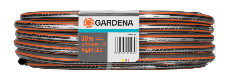 Coiled Gardena HighFLEX garden hose with specifications label., afbeelding 4 Tuinslang