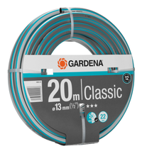 Front view of a Gardena Classic garden hose, 20m length and 13mm diameter., miniatuur 2