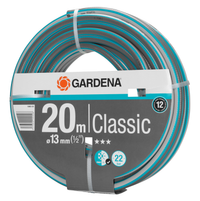 Front view of a Gardena 20-meter garden hose with specifications visible on the packaging., miniatuur 3