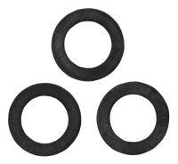 Top view of three black rubber washers arranged in a triangular formation., miniatuur 1