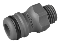 Close-up view of a Gardena hose connector with threading and rubber seal., miniatuur 2